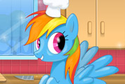 game Rainbow Dash cooking M and M cake